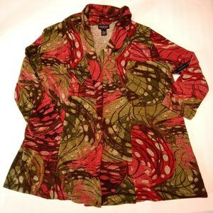 Ingredients Jeffery Craig New York Womens Green & Pink Floral Cardigan Size L